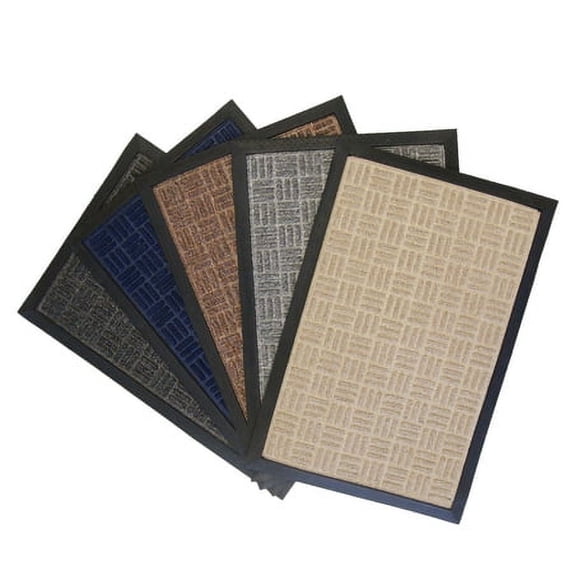 Rubber-Cal "Wellington" Rubber Backed Carpet Doormat - 4 x 6 feet - Tan Polypropylene Mat
