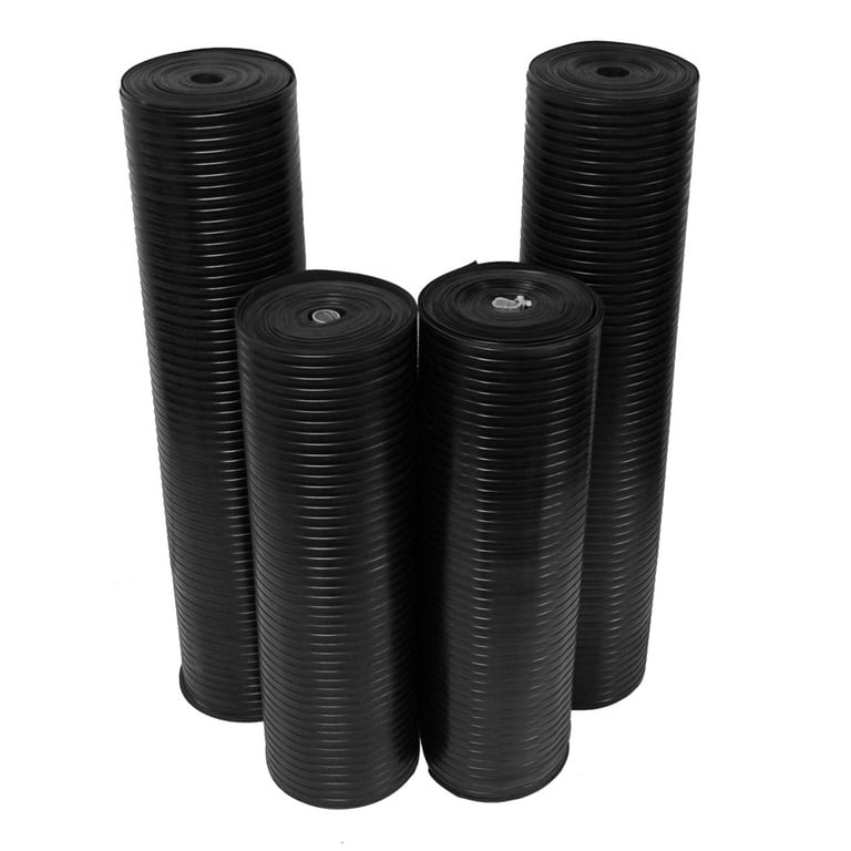 Rubber-Cal Diamond-Grip Resilient Flooring Mat - 2mm x 4ft x 9ft Rubber Flooring Rolls - Black