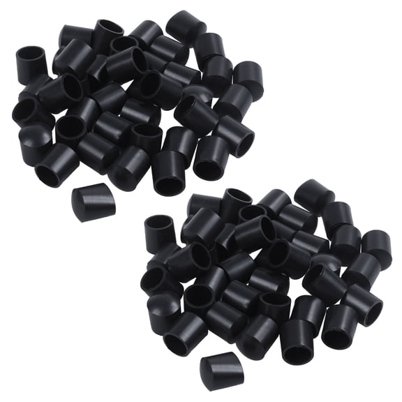 Rubber Caps 80-Piece Black Rubber Tube Ends 10mm Round
