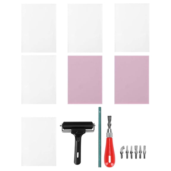 Rubber Carving Kit: Complete Stamp Block Making Set for Printmaking and Art Craft with Cutting Machine Tools