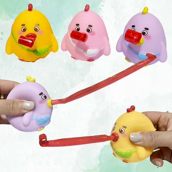 Rubber Chick Toys Tongue Sticking Out,Christmas Tongue Out Toys,Creative Party Favor,Novelty Relief Stress Squeeze Toys Funny Gags Gifts,Sensory Toys,Screaming Animal Novelty Relief Squeeze Toys