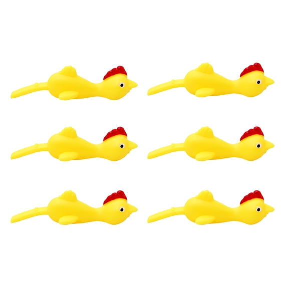 Rubber Chicken Sling Shot Fidget Toy,Novelty Toys & Amusements Toy for Ceiling Wall,Stress Relief Party Favor,4.3in,6PCS