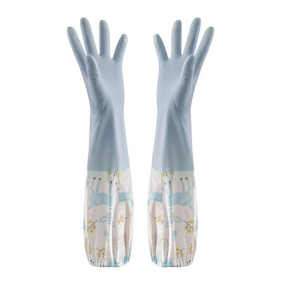 Rubber Cleaning Gloves for Dishwashing,Reusable Kitchen Gloves for Washing Dishes and Household Cleaning,WaterproofDish Gloves with Lining and Non-Slip Grip,Pefect for Woman Men (Z4-Blue)