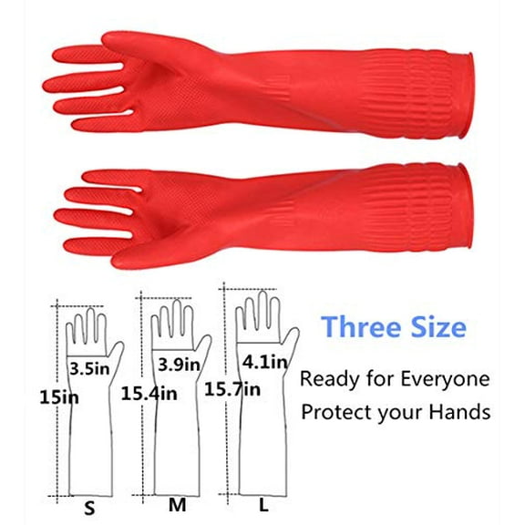 Rubber Cleaning Gloves Kitchen Dishwashing Glove 2-Pairs and Cleaning Cloth 2-Pack,Waterproof Reuseable. (Small)
