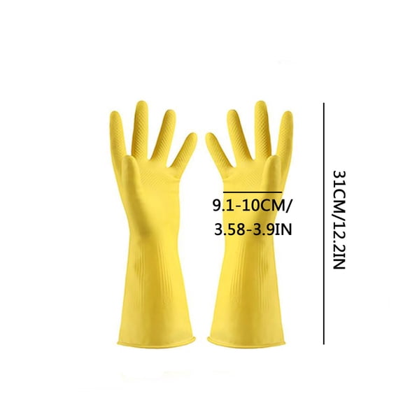 Rubber Cleaning Gloves Thickened Dishwashing Gloves for Household Kitchen Use – Oil-Resistant, Slip-Palm Print, 1 Pair
