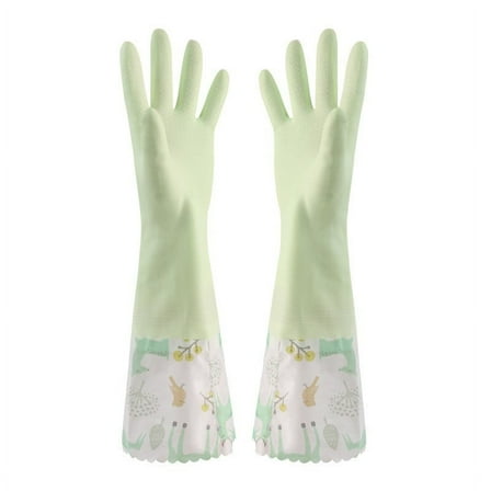 Rubber Cleaning Gloves With Lining Household Thickening PWaterproof Kitchen Dish Washing Latex Glove