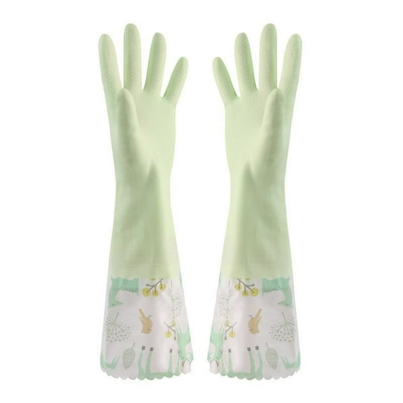 Rubber Cleaning Gloves With Lining Household Thickening PWaterproof Kitchen Dish Washing Latex Glove
