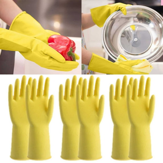 Rubber Cleaning Gloves Yellow 3 Pairs For Household Kitchen Cleaning Washing The Dishes Gloves Yellow