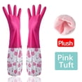 thumbnail image 1 of Rubber Cleaning Gloves with Fleece Lining, Long Cuff for Dishwashing, Non-Slip Household Gloves for Kitchen Cleaning, One Size Fits Most, 1 of 7
