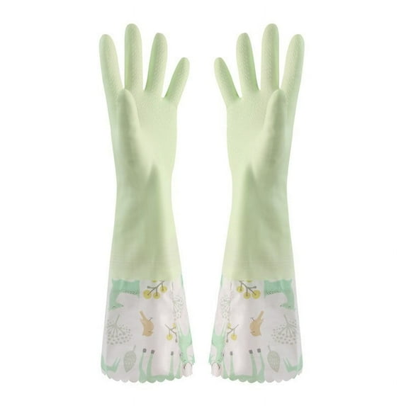 Rubber Cleaning Gloves with Lining Household Thickened Waterproof Kitchen Dishwashing Latex Gloves B