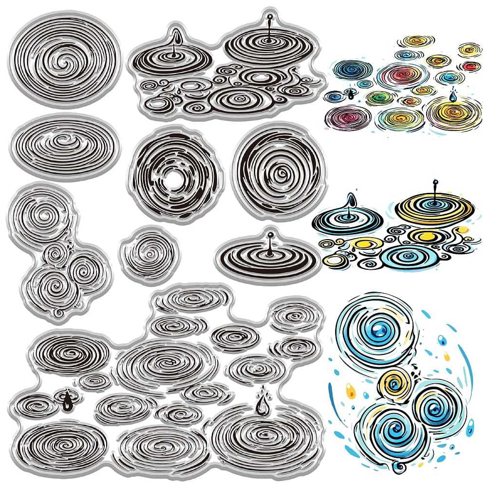 Rubber Clear Stamps Water Ripple Droplets Raindrops Texture Reusable ...
