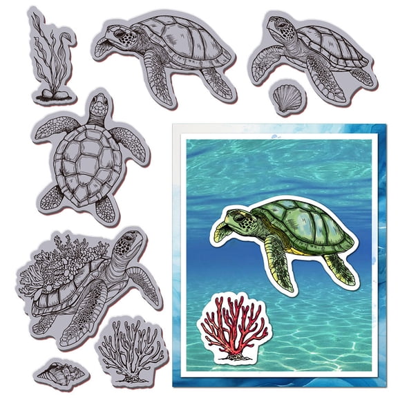 Rubber Clear Stamps for Card Making Decoration DIY Scrapbooking Turtle 22x18x0.8cm