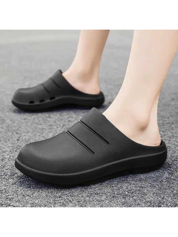 Rubber Clogs for Chefs - Non-Slip Kitchen & Garden Shoes with Arch Support, Thick Sole Beach/Work Clogs Waterproof Slip-Resistant Restaurant Shoes for Men & Women