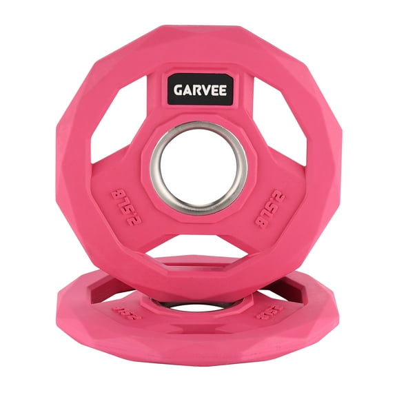 Rubber Coated Color Coded Weight Plates with 2 Inch Stainless Steel Insert, Durable Cast Iron Bumper Plates for Home Gym Strength Training and Weightlifting