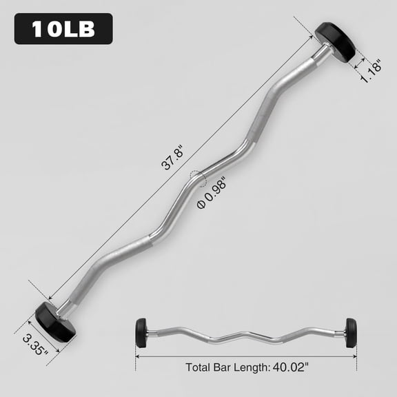 Rubber Coated Fixed Barbell, Pre-Loaded Weights Curl Solid Steel Barbells for Weightlifting Exercise Bodybuilding Strength Training