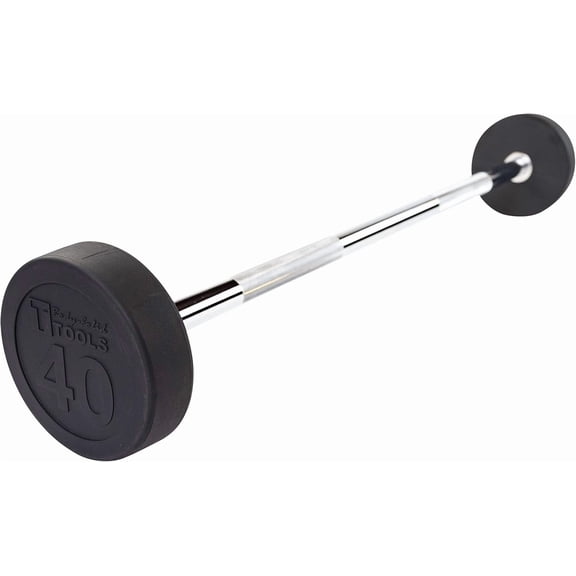 Rubber Coated Fixed Weights Straight Barbells- Weighted Bar for Weightlifting Exercise, Bodybuilding, Strength Training, Squat Rack & Bench Press
