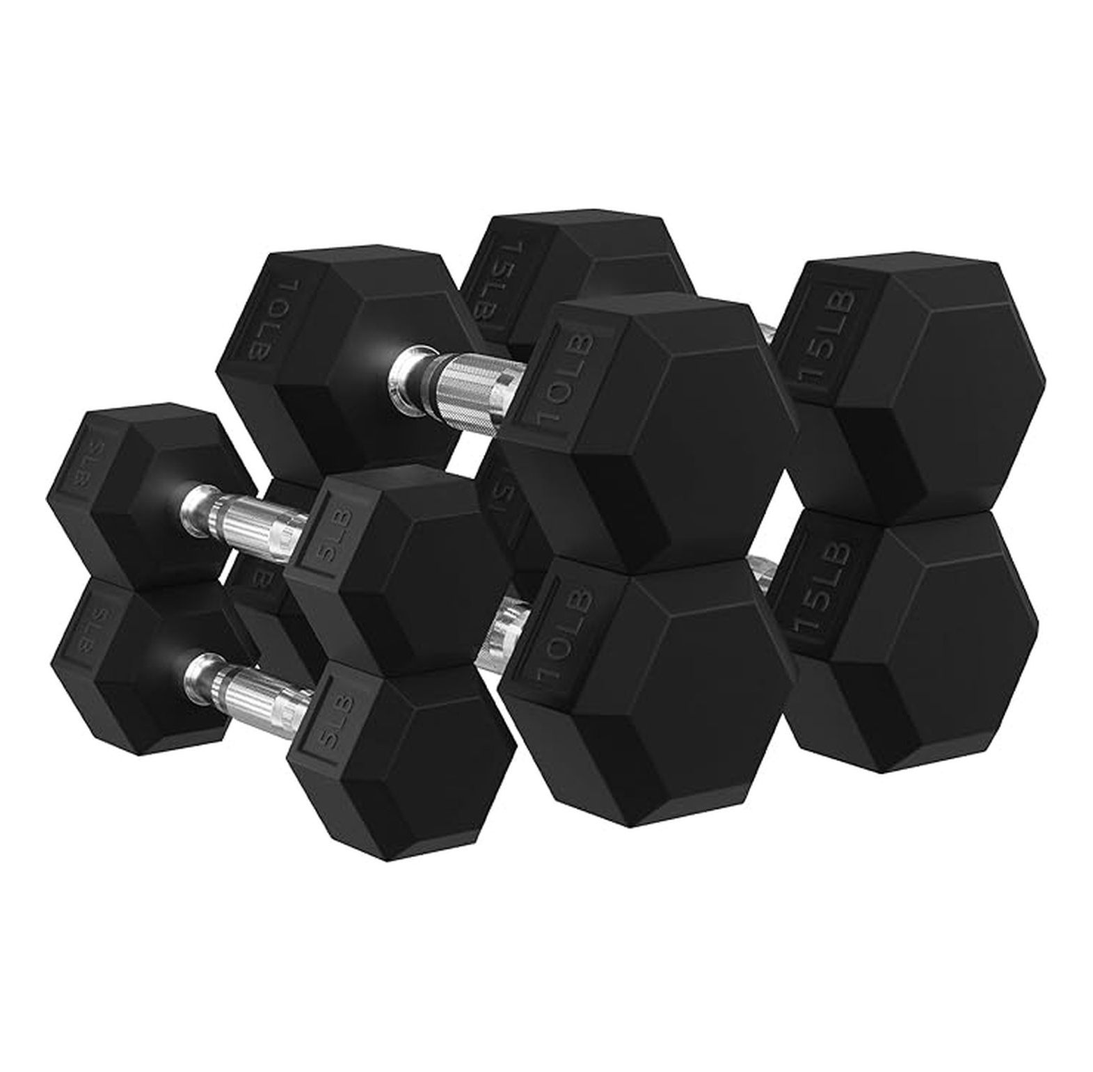 Weight Set For Rocks Rubber Coated Hex Dumbbell Weight Set with Rack, Weight Sets for Home ...