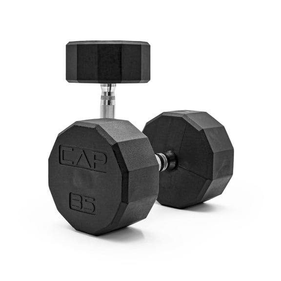 Rubber Coated Hex Dumbbell Weights Pair, Anti-Roll 12-Sided Heads with Chrome Knurled Handles for Home Gym Strength Training, Black