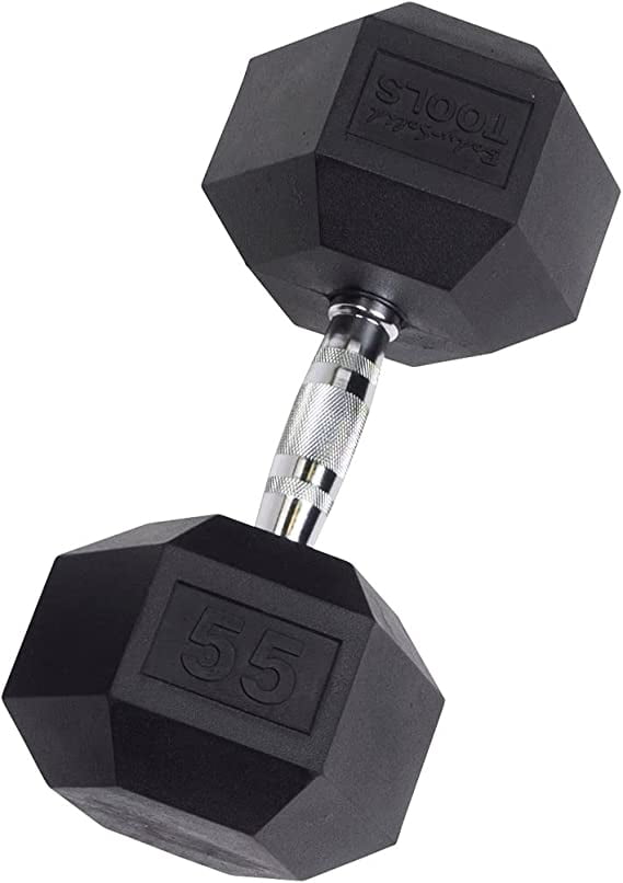 Rubber Coated Hex Dumbbells 55 lb.