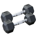 thumbnail image 1 of Rubber Coated Hexagon Dumbbells - Pairs - Encased Hand Weights for Men and Women, 1 of 3
