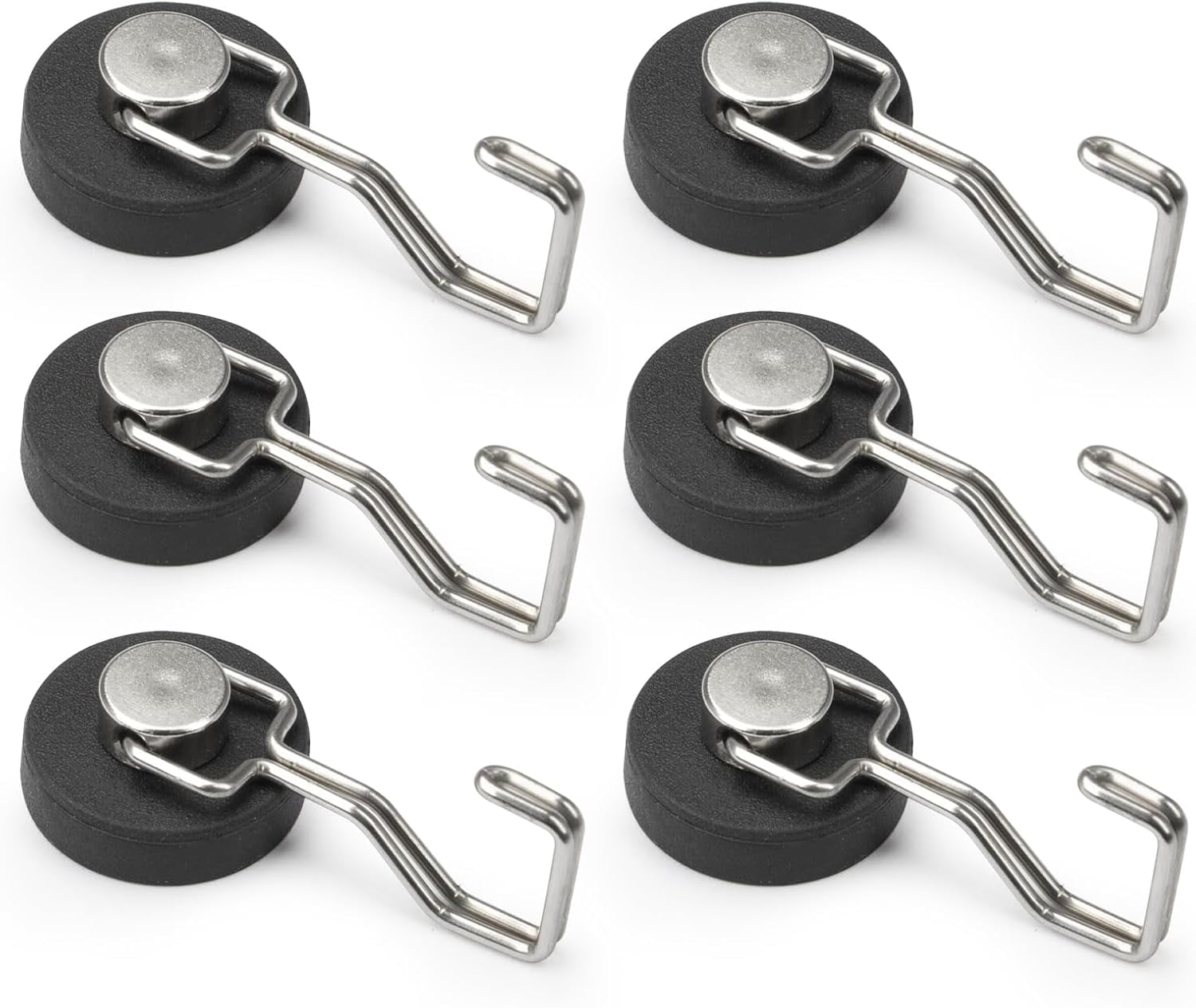Rubber Coated Magnetic Hooks for Cruise Ship Cabin,Kitchen,Garage,Classroom and Office Waterproof Heavy Duty Metal Hangers with Increased Friction and Anti-Scratch Protection(6, Sliver)