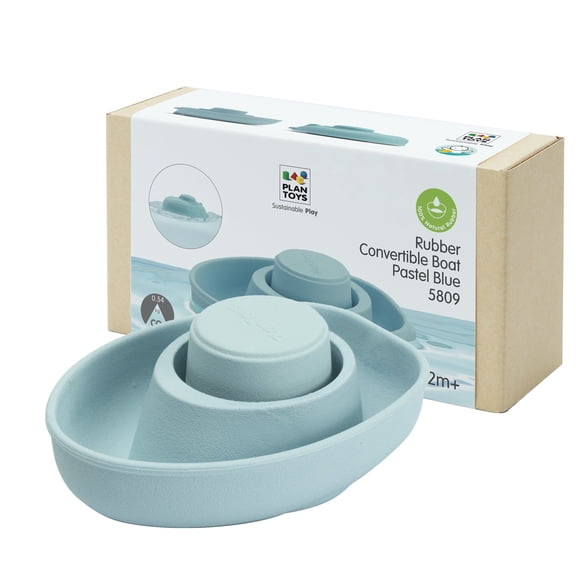 PlanToys Rubber Convertible Boat - Pastel Blue