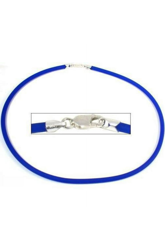 Rubber Cord Necklace Blue 18"