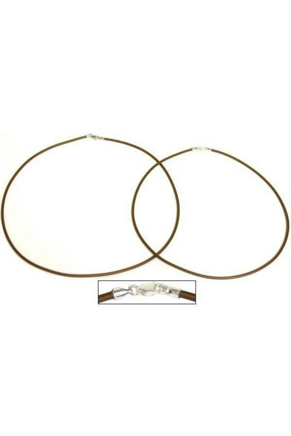 Rubber Cord Necklaces Brown 16" 2Pcs