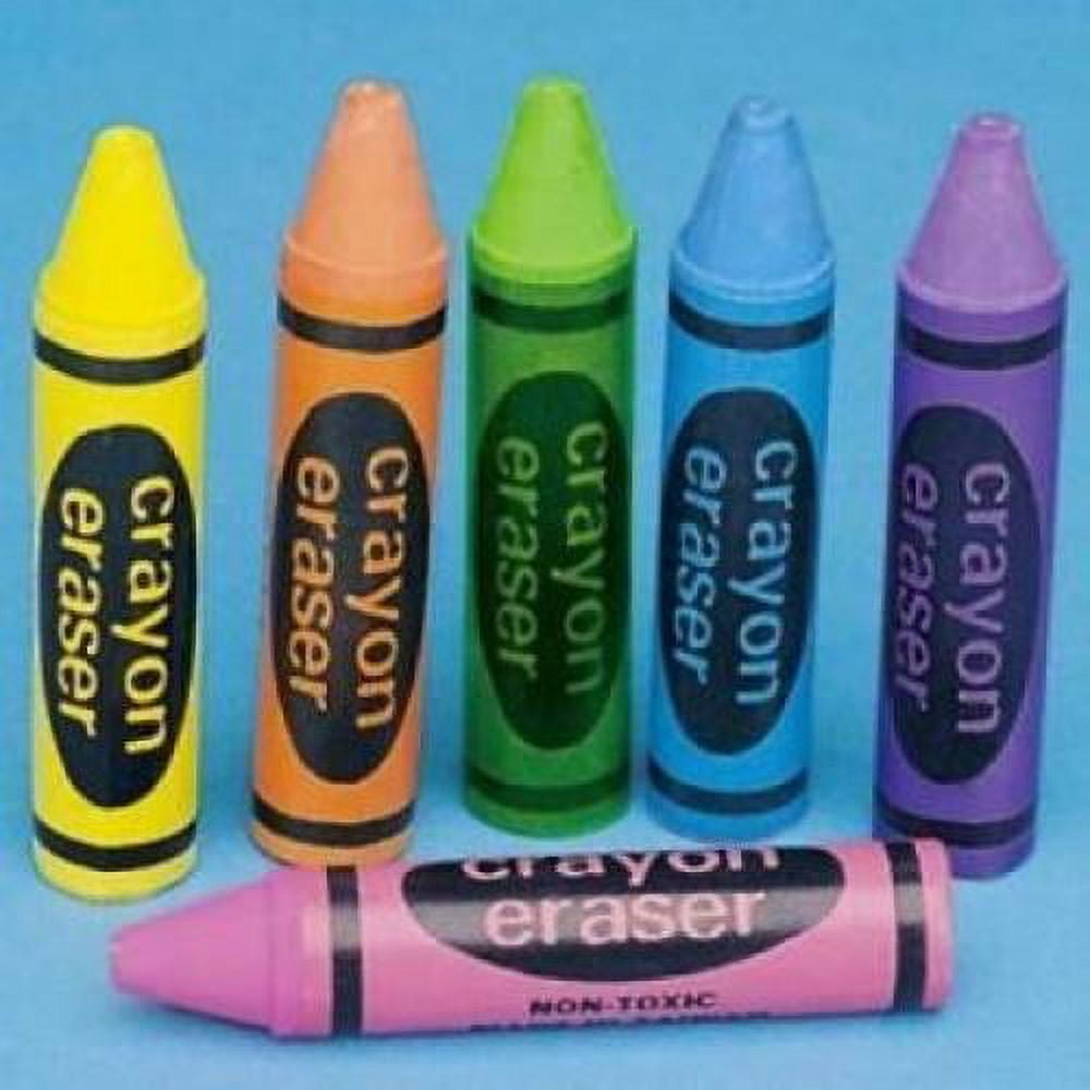 Multicolor Crayon Shaped Rubber Erasers - 72 Pieces