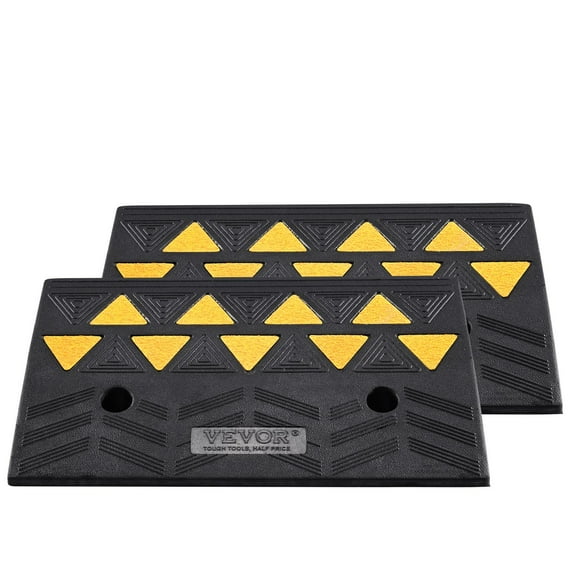 Rubber Curb Ramp 2 Pack, 5 Inch Rise Height Heavy Duty 33069 Pound Capacity Threshold Ramps for Wheelchair, Car, Bike, Motorcycle with Stable Grid Design