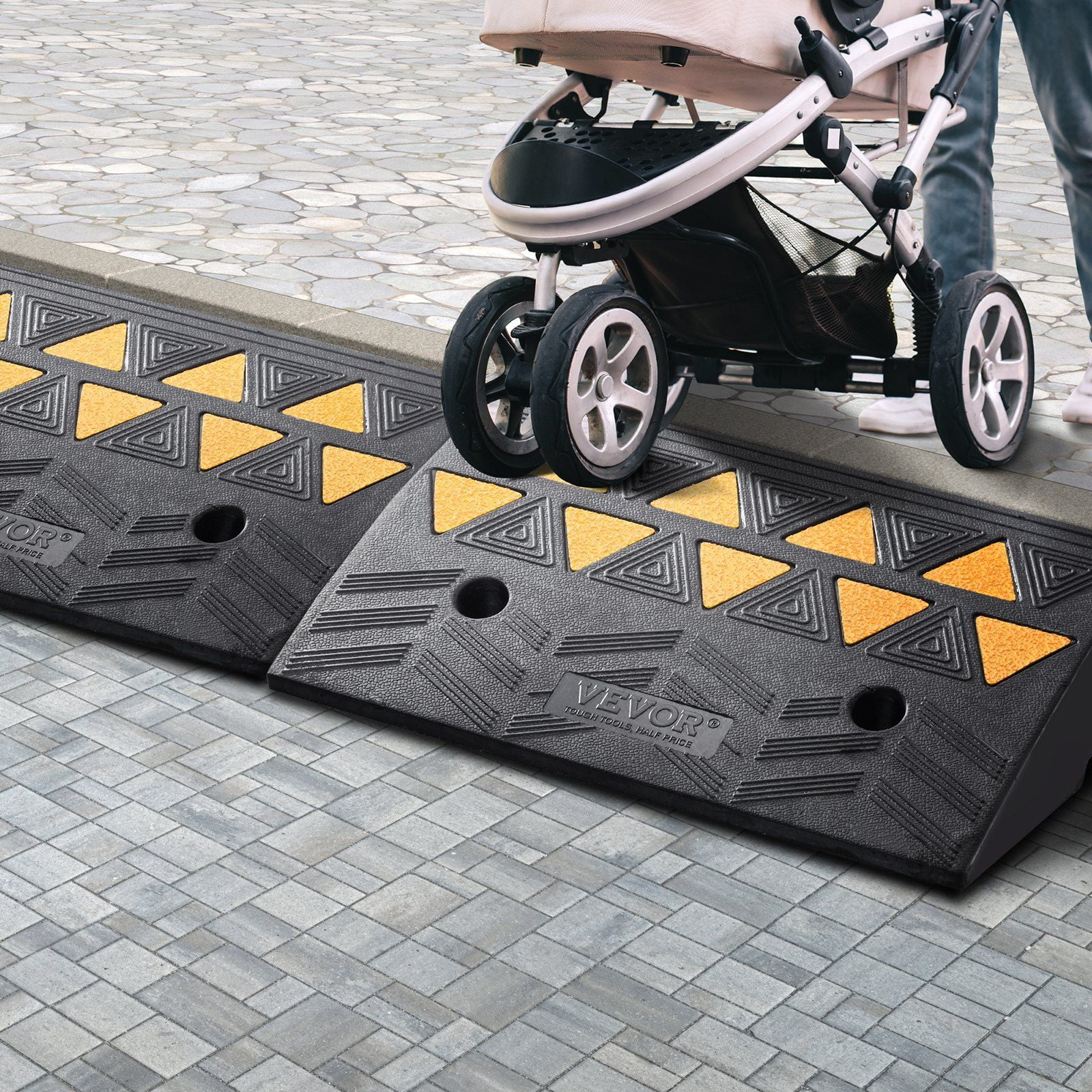 Rubber Curb Ramp 2 Pack, 5 Inch Rise Height Heavy-Duty 33069 lbs/15 Ton ...