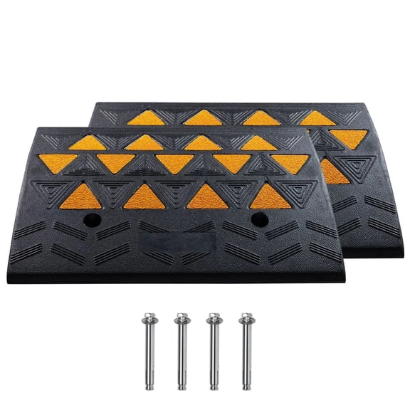 Rubber Curb Ramp 2 Pack, 6" Rise Height Heavy-Duty 33069 lbs/15 T Capacity Threshold Ramps, Driveway Ramps with Stable Grid Structure for Cars, Wheelchairs, Bikes, Motorcycles