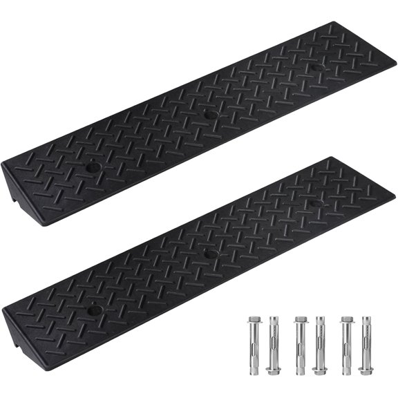 Rubber Curb Ramp, 4" Rise Height 2 Pack, Heavy-Duty 2 T Capacity Threshold Ramps, 39.4" L x 9.8" W Driveway Ramps for Cars, Wheelchairs, Bikes, Motorcycles