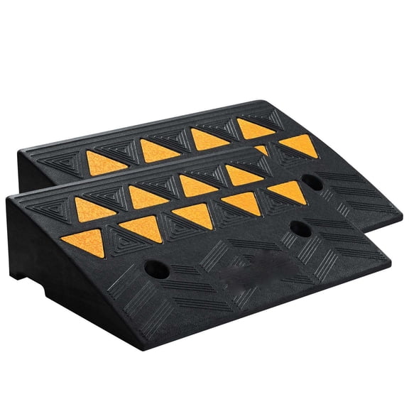 Rubber Curb Ramps 2 Pack, 5" Rise Heavy Duty - Driveway Ramps for Cars, Wheelchairs, Scooters & Motorcycles, 33069 lbs Capacity Threshold Ramps