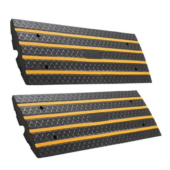 Rubber Curb Ramps - 33069 lbs Capacity (2 Pack) - Driveway Bridge for Cars, Trucks, Wheelchairs - 2.6" Rise with Reflective Strips - Garage, Loading Dock