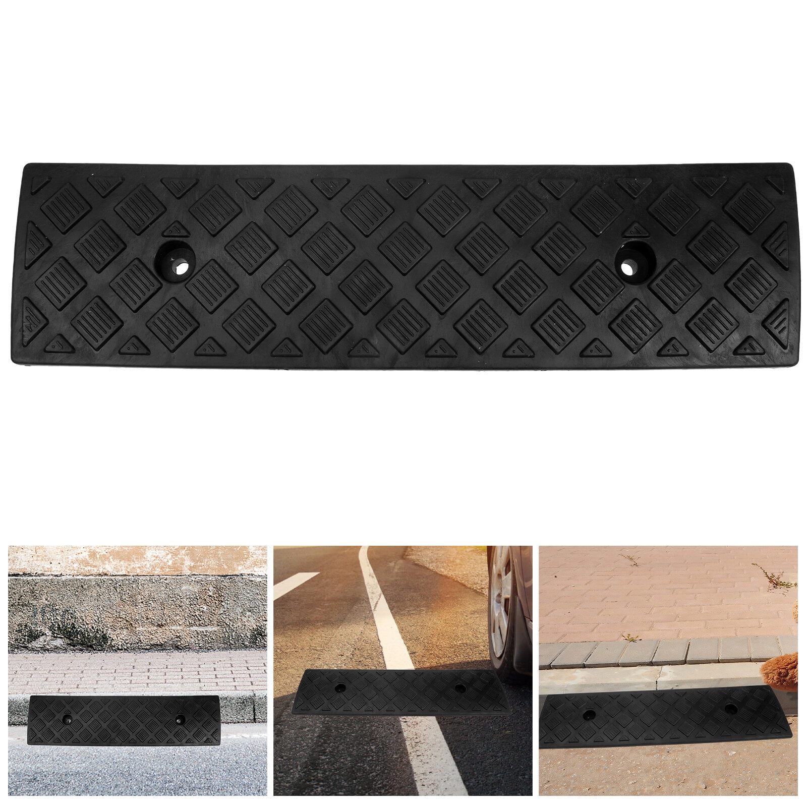 Rubber Curb Ramps Driveway Curb Ramp for Sidewalk Cars RV Trucks Shed Access Bike Pets Scooter Wheelchair-Black