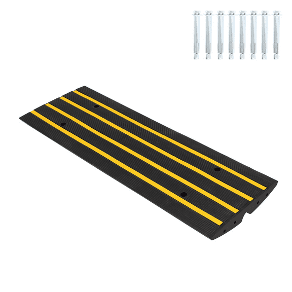 Rubber Curb Ramps Heavy Duty 110000 LB Capacity Driveway Threshold Ramps for Sidewalk with 4 Expansion Screws 2.4 Inch Rise for Wheelchair Scooter Truck