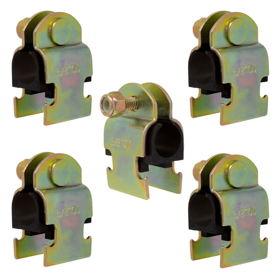 Rubber Cushion Strut Clamp 1/2" NOM (5/8" OD) for Mounting Copper Piping, PEX Pipe, CVPC Tubing to Strut Channels [5 Pack]