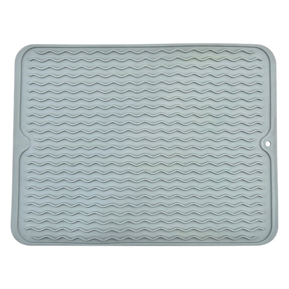 Rubber Dish Drying Mat (Silicone Draining Pad, Non Slip Drying Mat), Gray Soft Rubber Dish Drying Mat, Flexible Non-Slip Drain Board for Glassware, Kitchen Mat, Counter Protector, Drip Tray