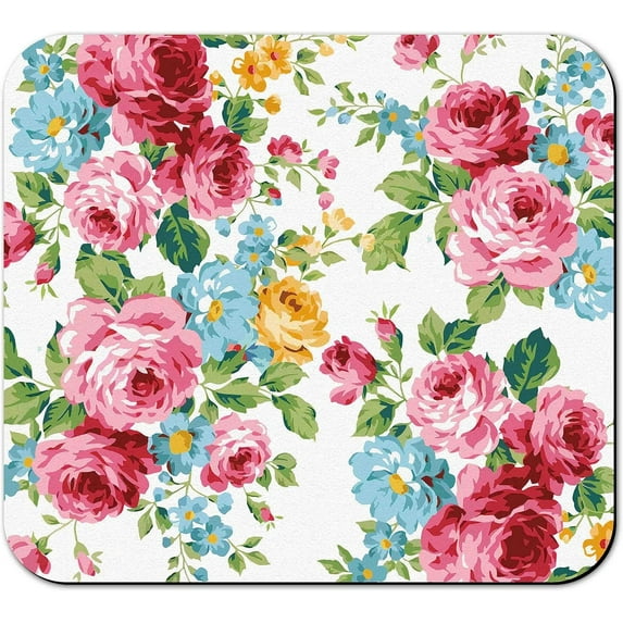 Rubber Dish Drying Mat for Kitchen Counter Large Pink Red Roses Floral Washable Quick Home Coffee Pad Fit Under Sink,Bar,Utensils 16x18in