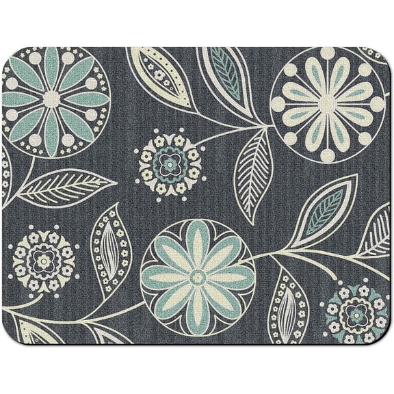 Rubber Dish Drying Mat for Kitchen Counter Large Reggie Floral Washable Quick Home Coffee Pad Fit Under Sink,Bar,Utensils or Stemware (18x24in)