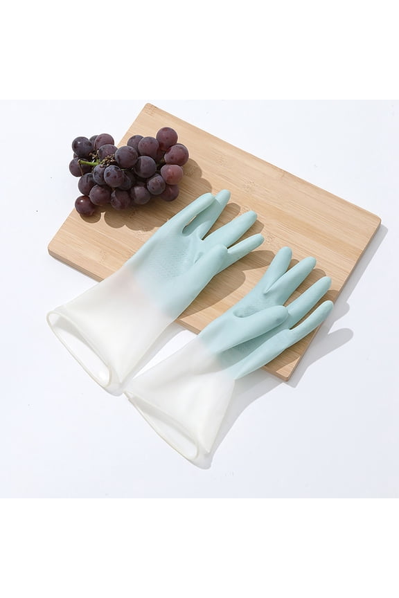 Rubber Dishwashing Gloves Blue L Size - Waterproof Non-Slip Flexible Reusable Ergonomic Design For Better Grip Soft Inner Lining For Comfortable Wear Durable Natural Rubber