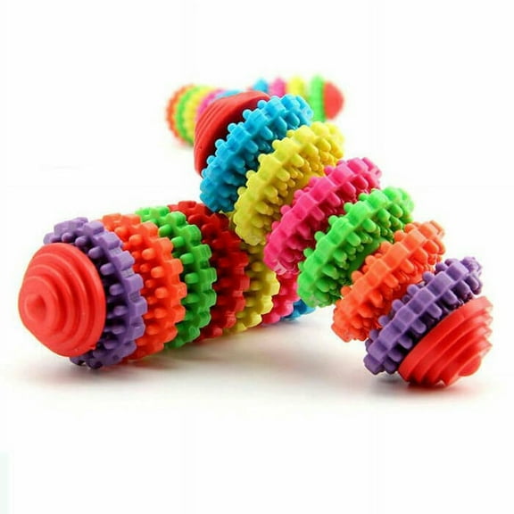 Rubber Dog Toy Chew Spin Teething Strong Lasting Cleaning Aid Puppy Fun Medium Size