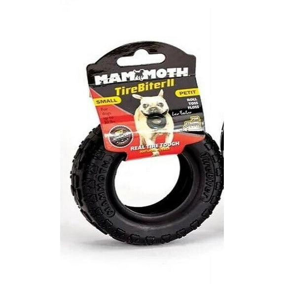 Rubber Dog Toy Tire Biter Rugged Toss Tug Durable Advanced Material Heavy Duty (Small)