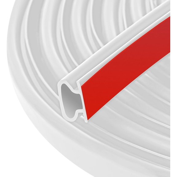 Rubber Door Seal Strip 32.8 Ft Rubber D-Shape Weather Stripping Self-Adhesive Frame Seal for Exterior Front Doors Jamb House Entry Frame Easy Cut to Size - White