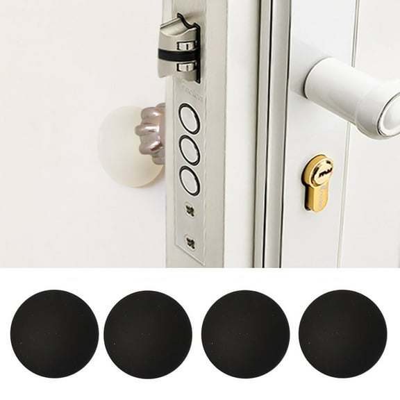 Rubber Door Stopper Wall Protector | Self-Adhesive Crash Pad | Noise Reduction & Shock Absorber | Strong Gel Backing | Universal Home Use | 4 Pack | Black | 4cm Diameter