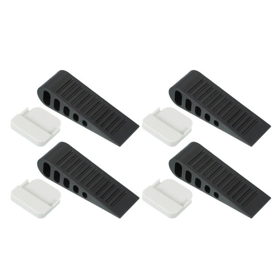 Rubber Door Stopper Wedge Door Stoppers for Bottom of Door with Holder Sturdy Stackable Doorstop Wall Protector Black