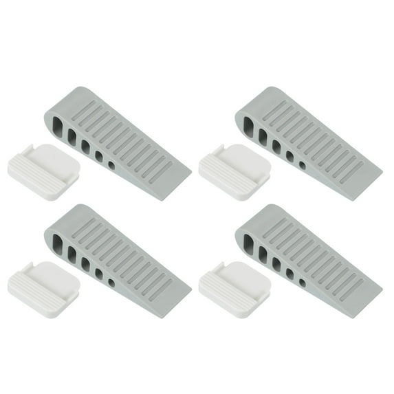 Rubber Door Stopper Wedge Door Stoppers for Bottom of Door with Holder Sturdy Stackable Doorstop Wall Protector Gray