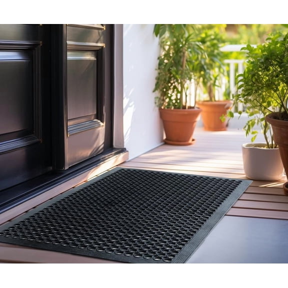 Rubber Doormat - Anti Fatigue 36x60 Rubber Floor Mat - Non Slip Indoor Outdoor Heavy Duty Commercial Kitchen Mat - Ramp Pool Restaurant Garage Floor Mat - Anti Slip Bar Drainage Mat