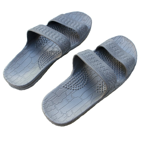 Rubber Double Strap Jesus Sandals By Imperial Hawaii for Women Men and Teens (Womens Size 10, Men size 8, Color Gray)